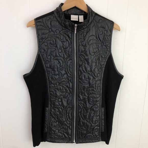 Chico's Jackets & Blazers - Chicos Collection Black Quilted Puffer Vest with Stretch Women's Size XL Jacket